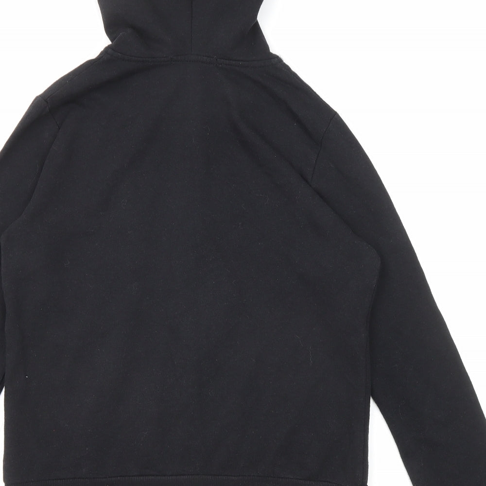 Active USA Womens Black Herringbone Cotton Full Zip Hoodie Size S Zip