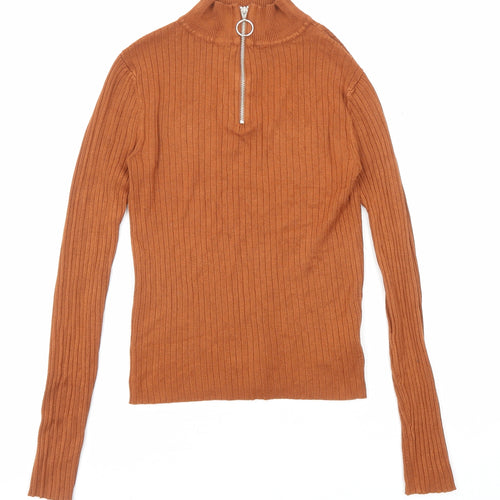 Brave Soul Womens Brown High Neck Viscose Pullover Jumper Size M