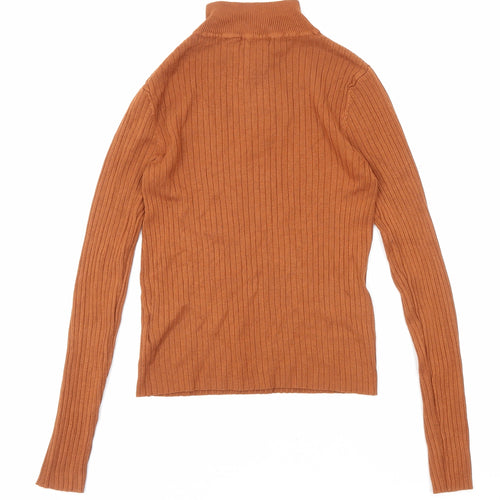 Brave Soul Womens Brown High Neck Viscose Pullover Jumper Size M