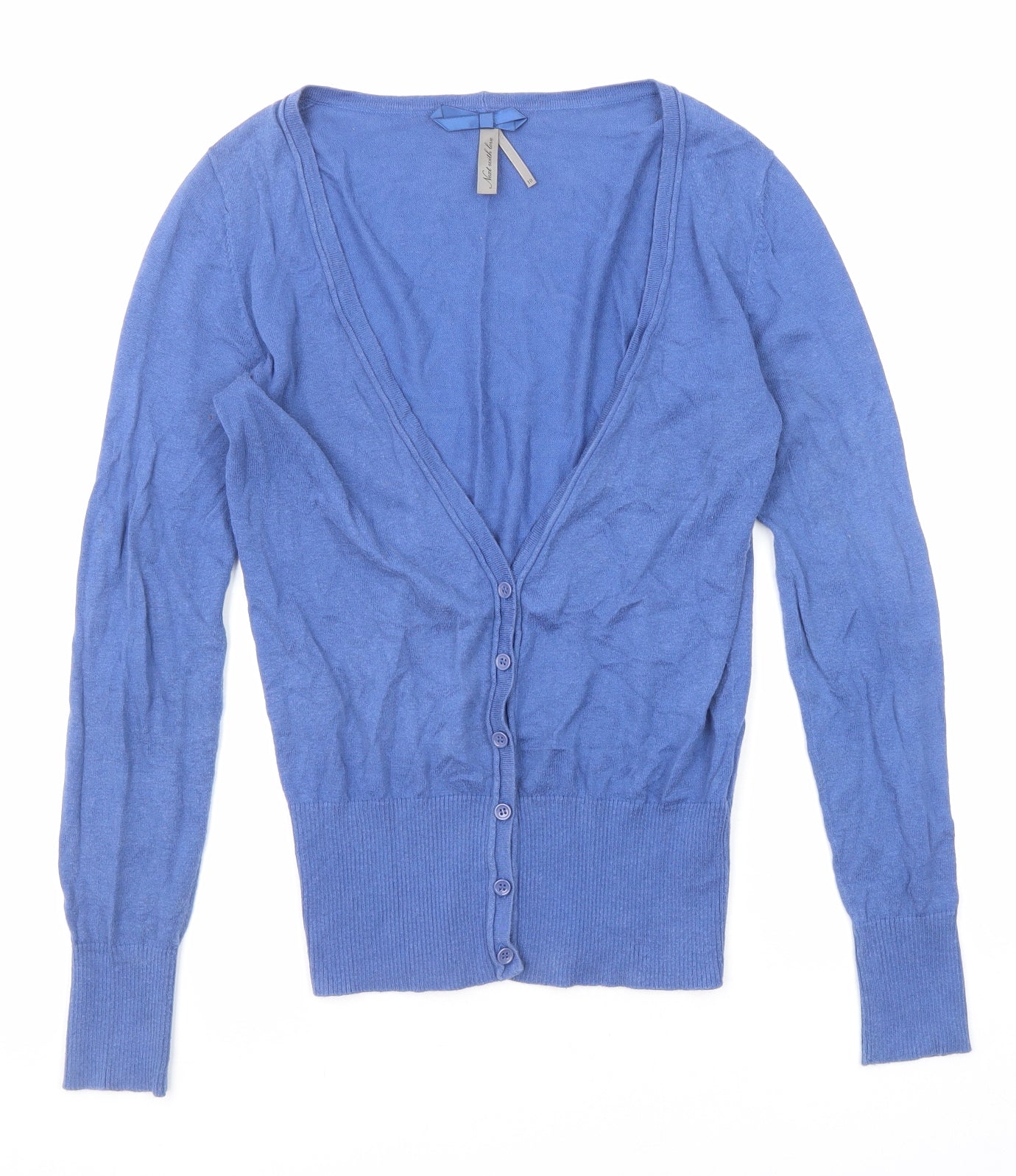 NEXT Womens Blue V-Neck Cotton Cardigan Jumper Size 10