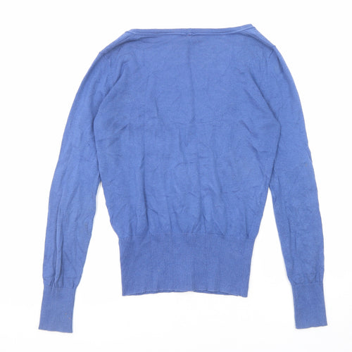 NEXT Womens Blue V-Neck Cotton Cardigan Jumper Size 10