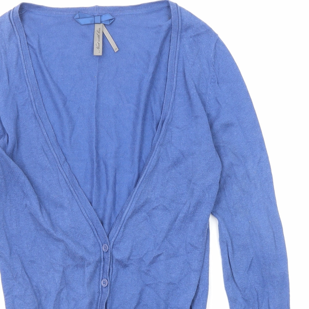 NEXT Womens Blue V-Neck Cotton Cardigan Jumper Size 10