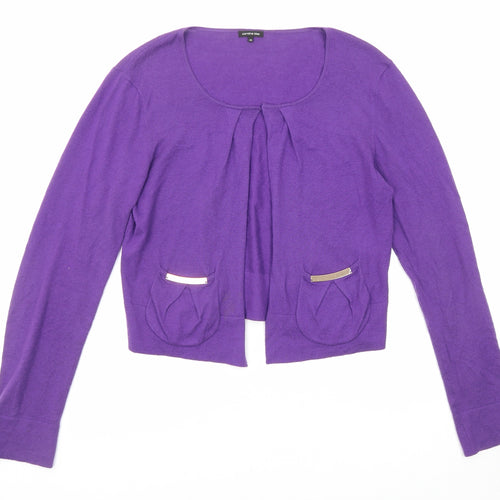 Caroline Biss Womens Purple Round Neck Cotton Cardigan Jumper Size 14