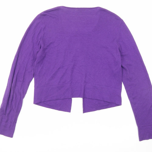 Caroline Biss Womens Purple Round Neck Cotton Cardigan Jumper Size 14
