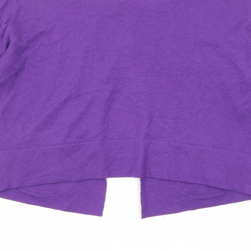 Caroline Biss Womens Purple Round Neck Cotton Cardigan Jumper Size 14
