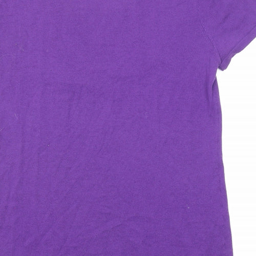 Caroline Biss Womens Purple Round Neck Cotton Pullover Jumper Size 14
