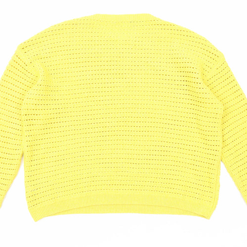 Marks and Spencer Womens Yellow Round Neck Acrylic Pullover Jumper Size L