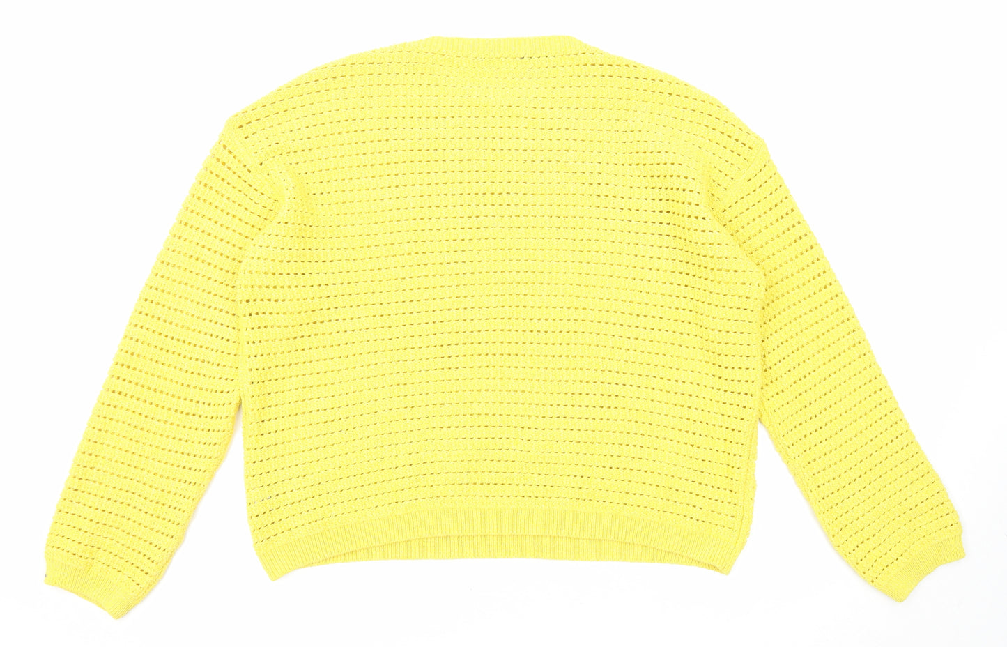 Marks and Spencer Womens Yellow Round Neck Acrylic Pullover Jumper Size L