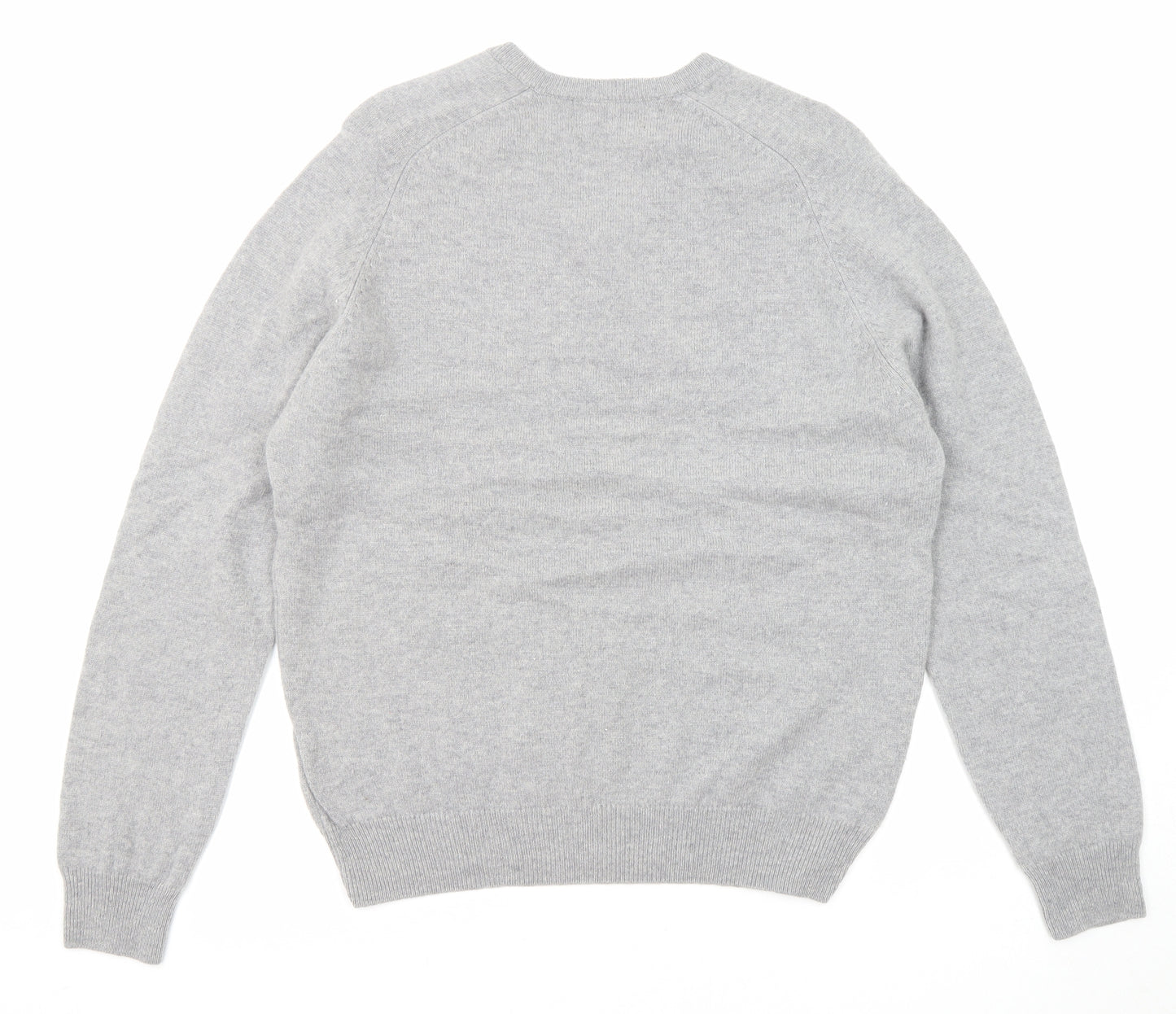 Marks and Spencer Mens Grey V-Neck Wool Pullover Jumper Size M Long Sleeve