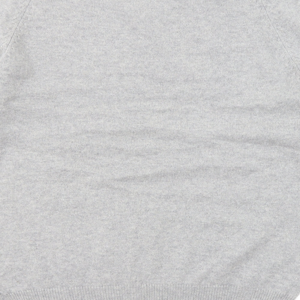 Marks and Spencer Mens Grey V-Neck Wool Pullover Jumper Size M Long Sleeve