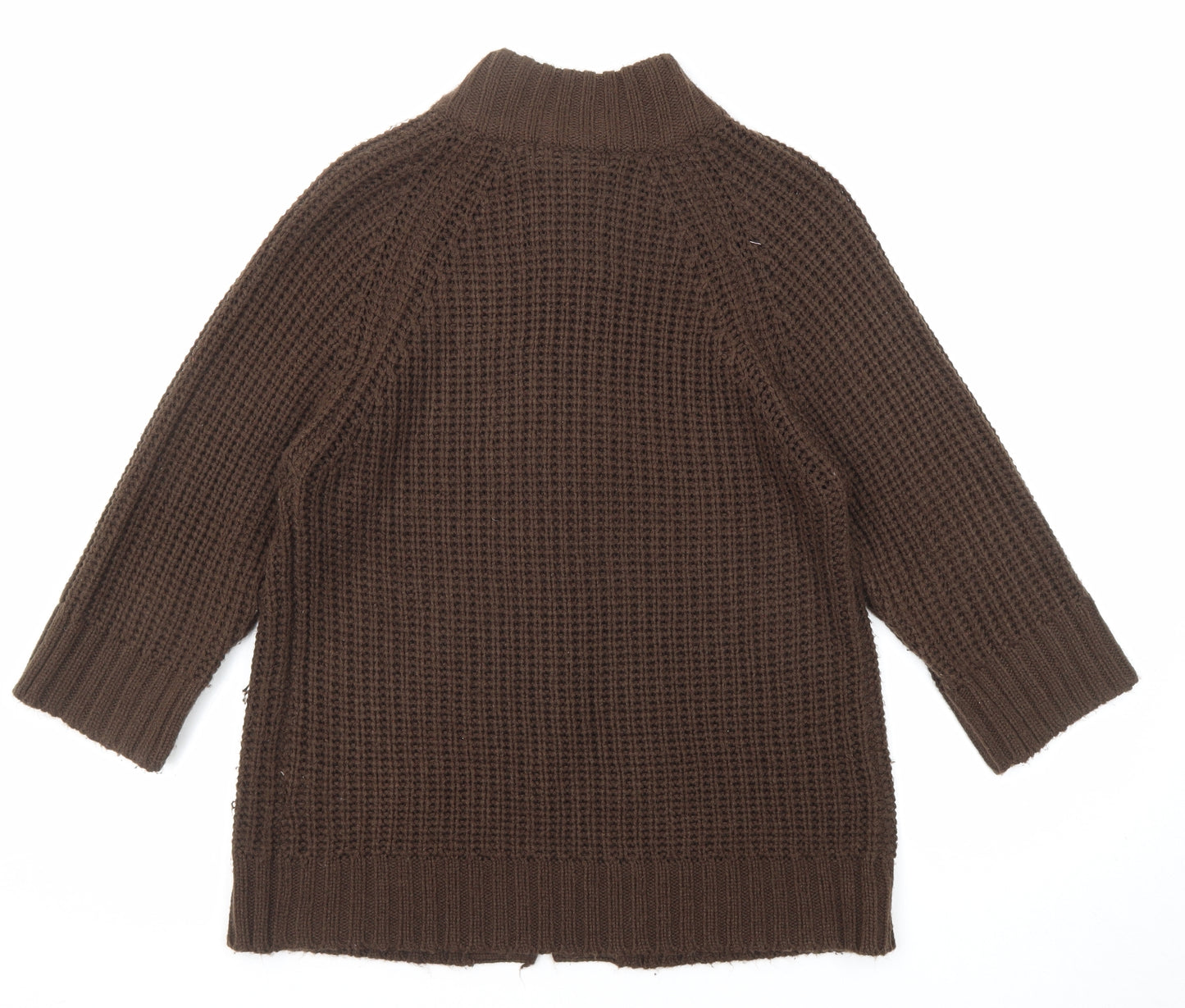 Pure & Natural Womens Brown High Neck Acrylic Cardigan Jumper Size 14