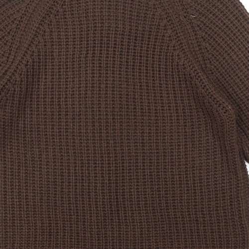 Pure & Natural Womens Brown High Neck Acrylic Cardigan Jumper Size 14