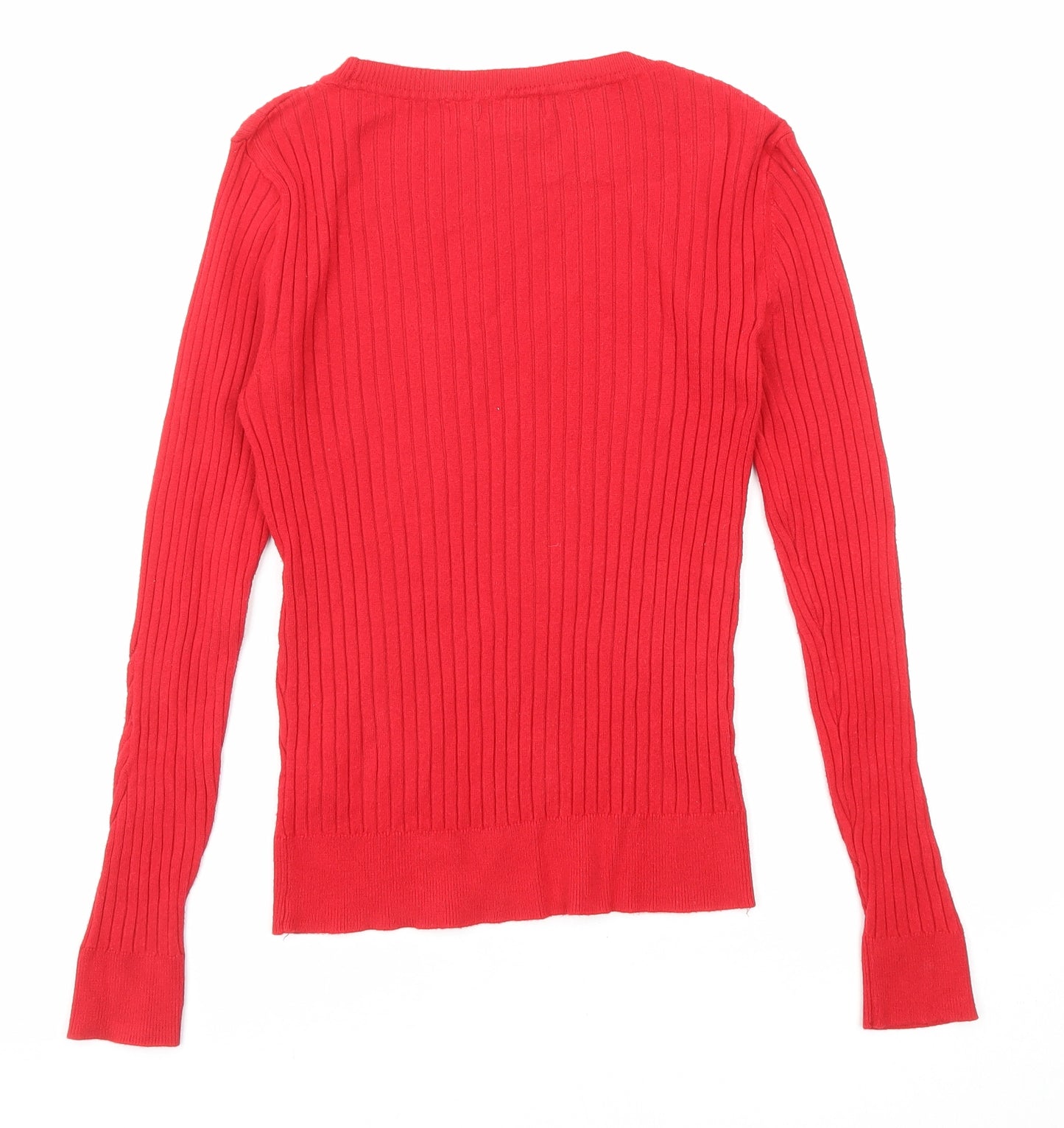 New Look Womens Red Round Neck Viscose Pullover Jumper Size 10
