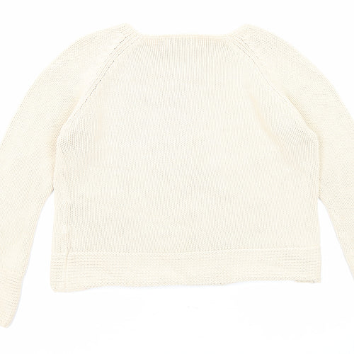EWM Womens Beige Round Neck Cotton Pullover Jumper Size 14 - Size 14-16