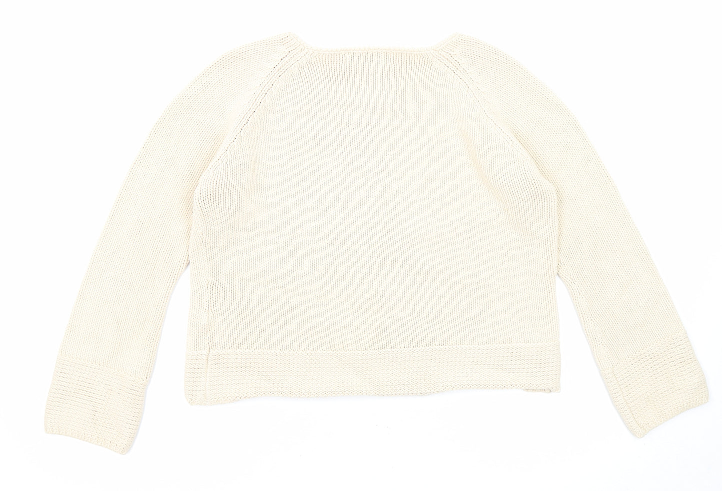 EWM Womens Beige Round Neck Cotton Pullover Jumper Size 14 - Size 14-16