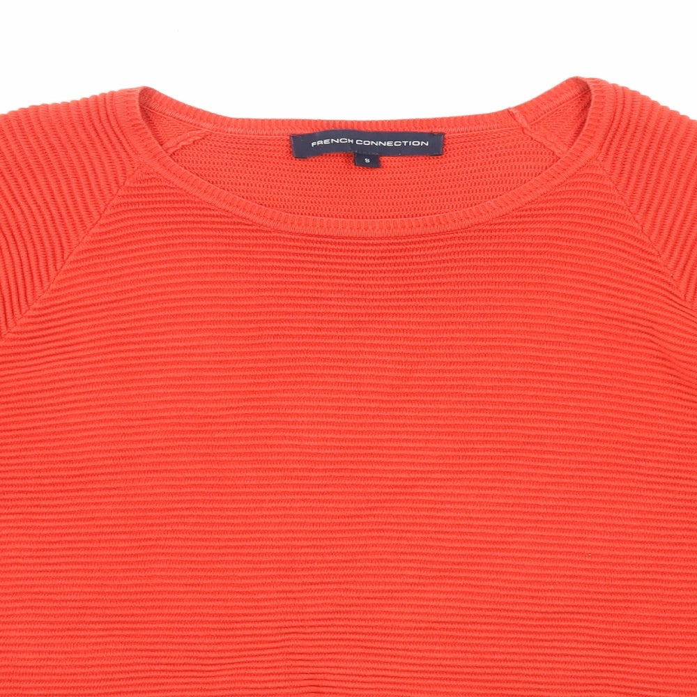 French Connection Womens Red Round Neck Cotton Pullover Jumper Size S
