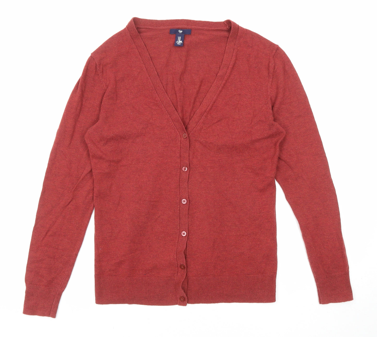 Gap Womens Red V-Neck Cotton Cardigan Jumper Size M