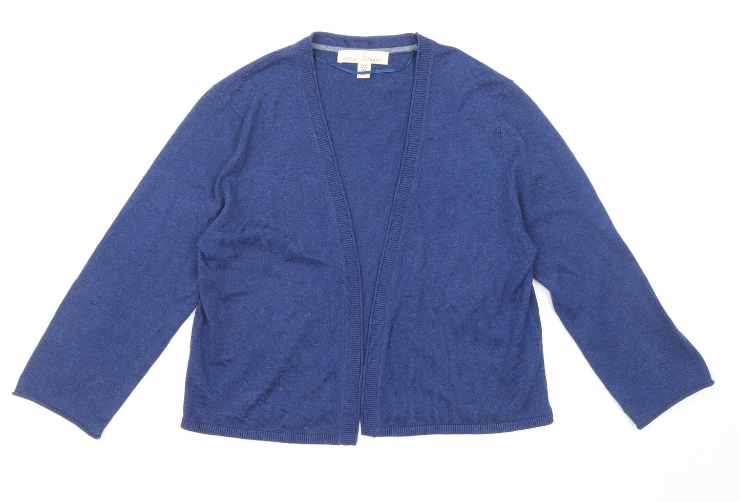 Seasalt Womens Blue V-Neck Cotton Cardigan Jumper Size 12 - Open