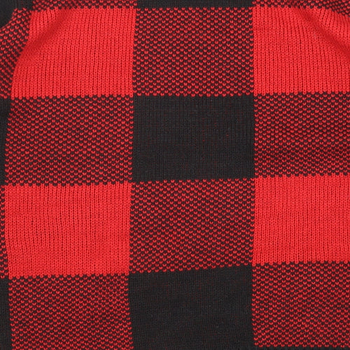 Body Flirt Womens Red Round Neck Check Acrylic Pullover Jumper Size S