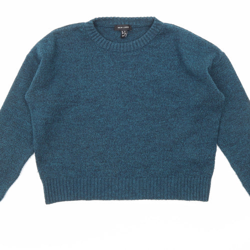 New Look Womens Blue Round Neck Acrylic Pullover Jumper Size M