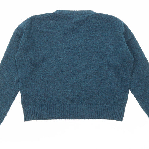 New Look Womens Blue Round Neck Acrylic Pullover Jumper Size M