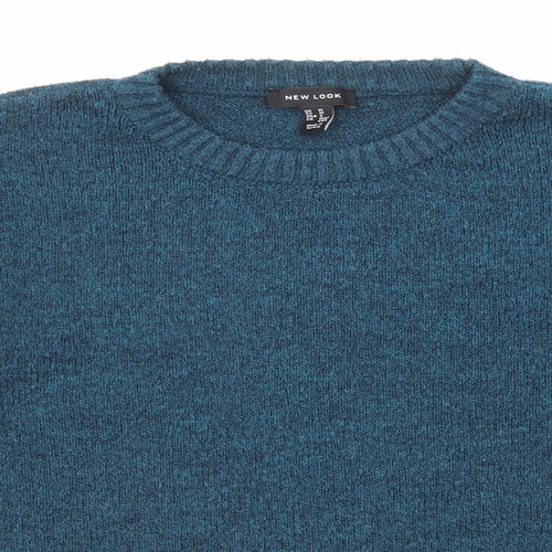 New Look Womens Blue Round Neck Acrylic Pullover Jumper Size M