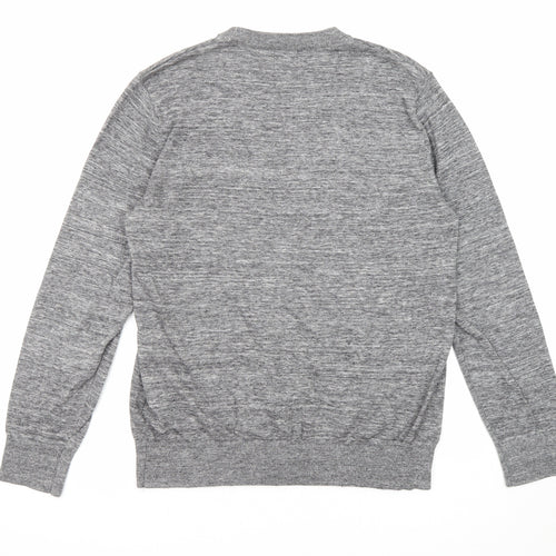 H&M Mens Grey Crew Neck Cotton Pullover Jumper Size L Long Sleeve