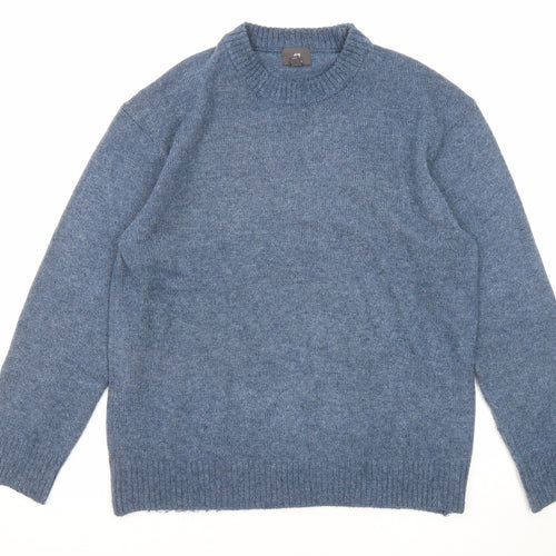 H&M Mens Blue Crew Neck Polyester Pullover Jumper Size M Long Sleeve