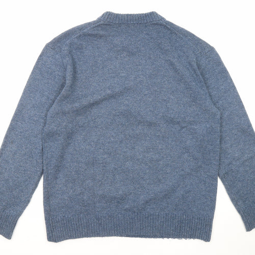 H&M Mens Blue Crew Neck Polyester Pullover Jumper Size M Long Sleeve