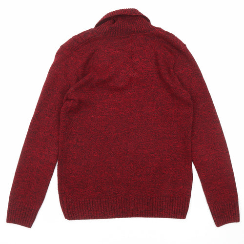 CHIC Womens Red V-Neck Acrylic Pullover Jumper Size S - Size S-M