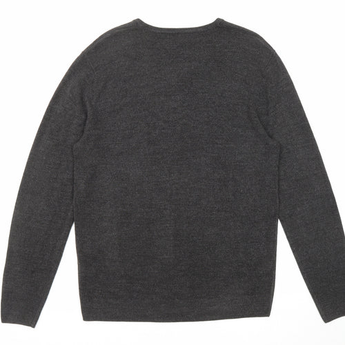 NEXT Mens Black V-Neck Acrylic Pullover Jumper Size L Long Sleeve