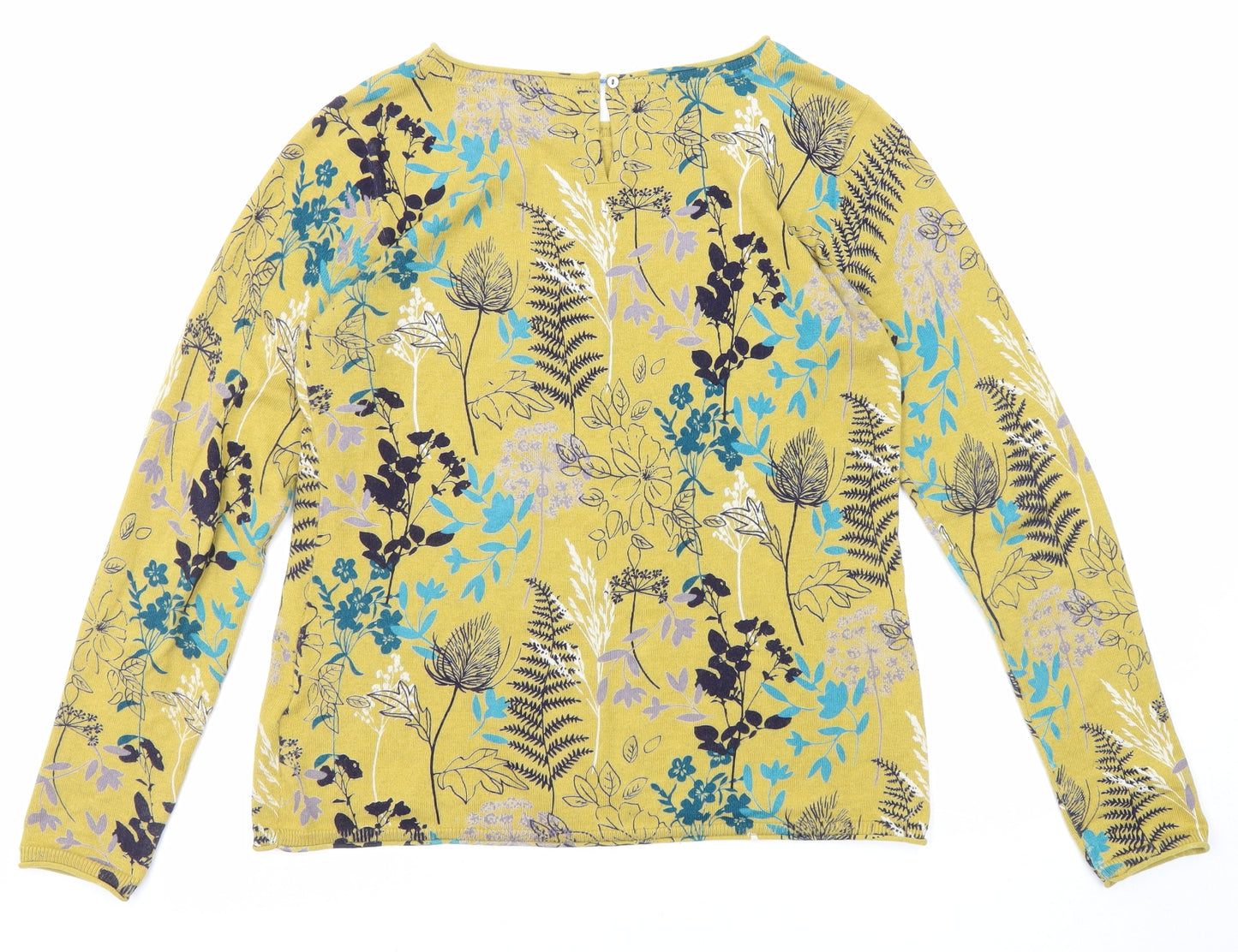 Lily & Me Womens Multicoloured Round Neck Floral Cotton Pullover Jumper Size 10
