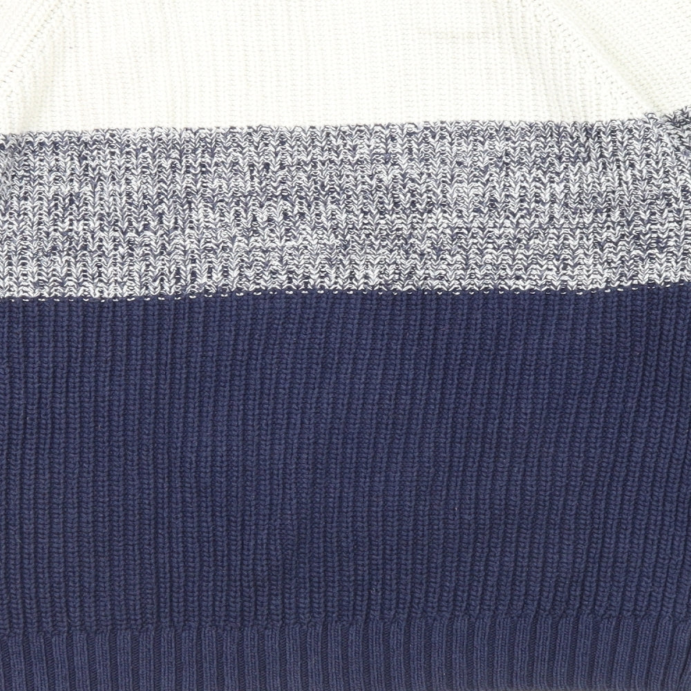 River Island Mens Blue Round Neck Cotton Pullover Jumper Size XS Long Sleeve - Coulorblock