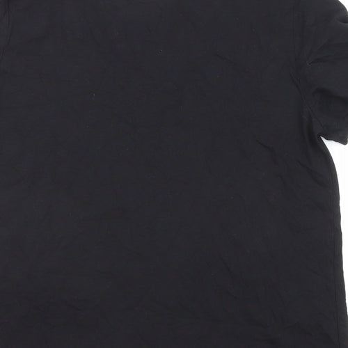 Marks and Spencer Womens Black Cotton Basic T-Shirt Size 12 V-Neck