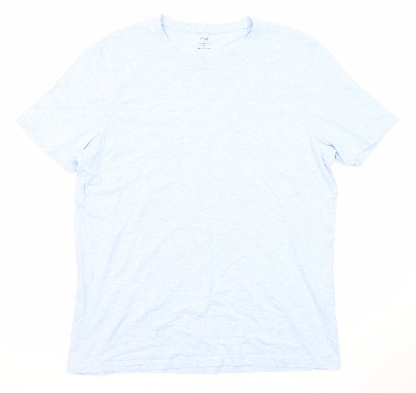 Marks and Spencer Mens Blue Cotton T-Shirt Size XL Round Neck