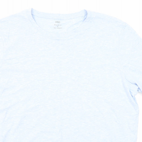 Marks and Spencer Mens Blue Cotton T-Shirt Size XL Round Neck