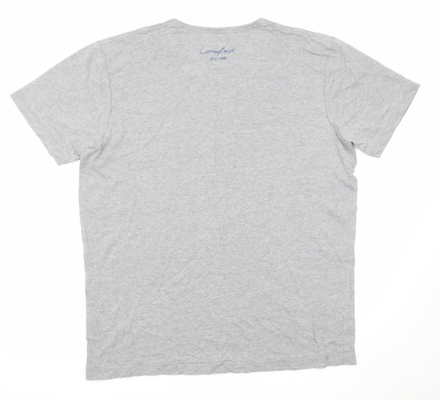 Cottonfield Mens Grey Cotton T-Shirt Size 2XL Round Neck