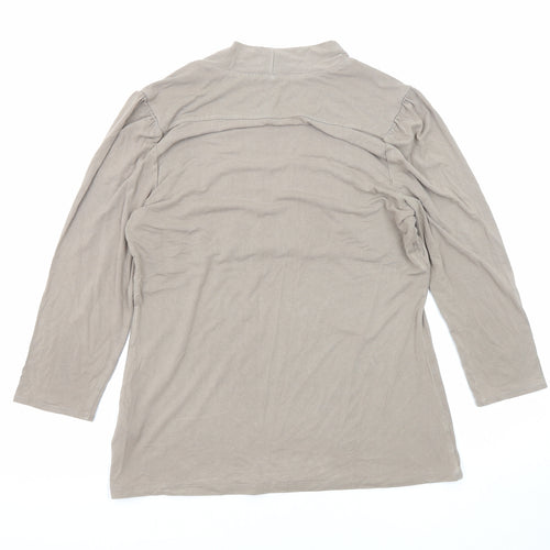 Marks and Spencer Womens Brown Viscose Basic Blouse Size 14 V-Neck