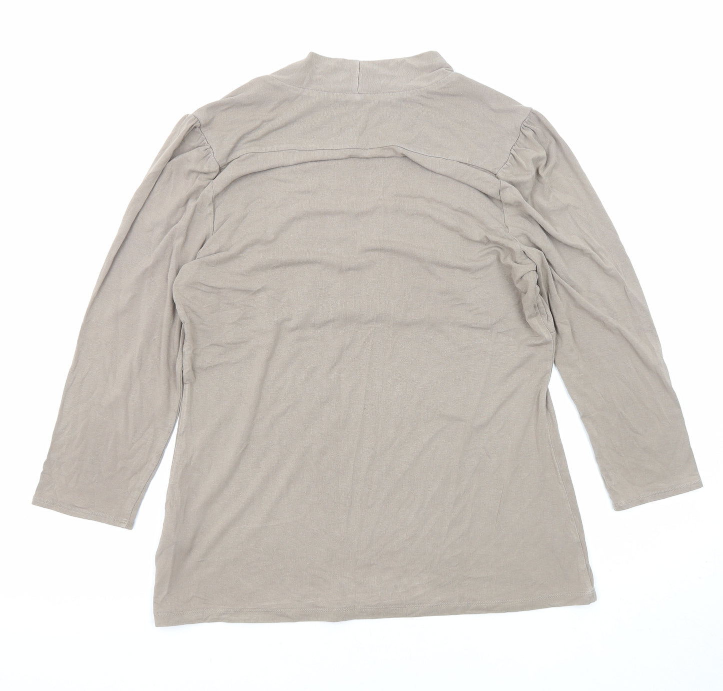 Marks and Spencer Womens Brown Viscose Basic Blouse Size 14 V-Neck