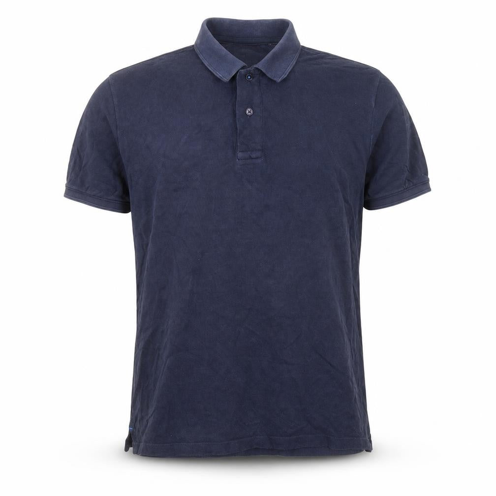 Mango Mens Blue Cotton Polo Size M Collared Button
