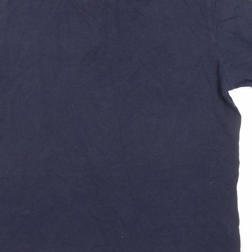 Mango Mens Blue Cotton Polo Size M Collared Button