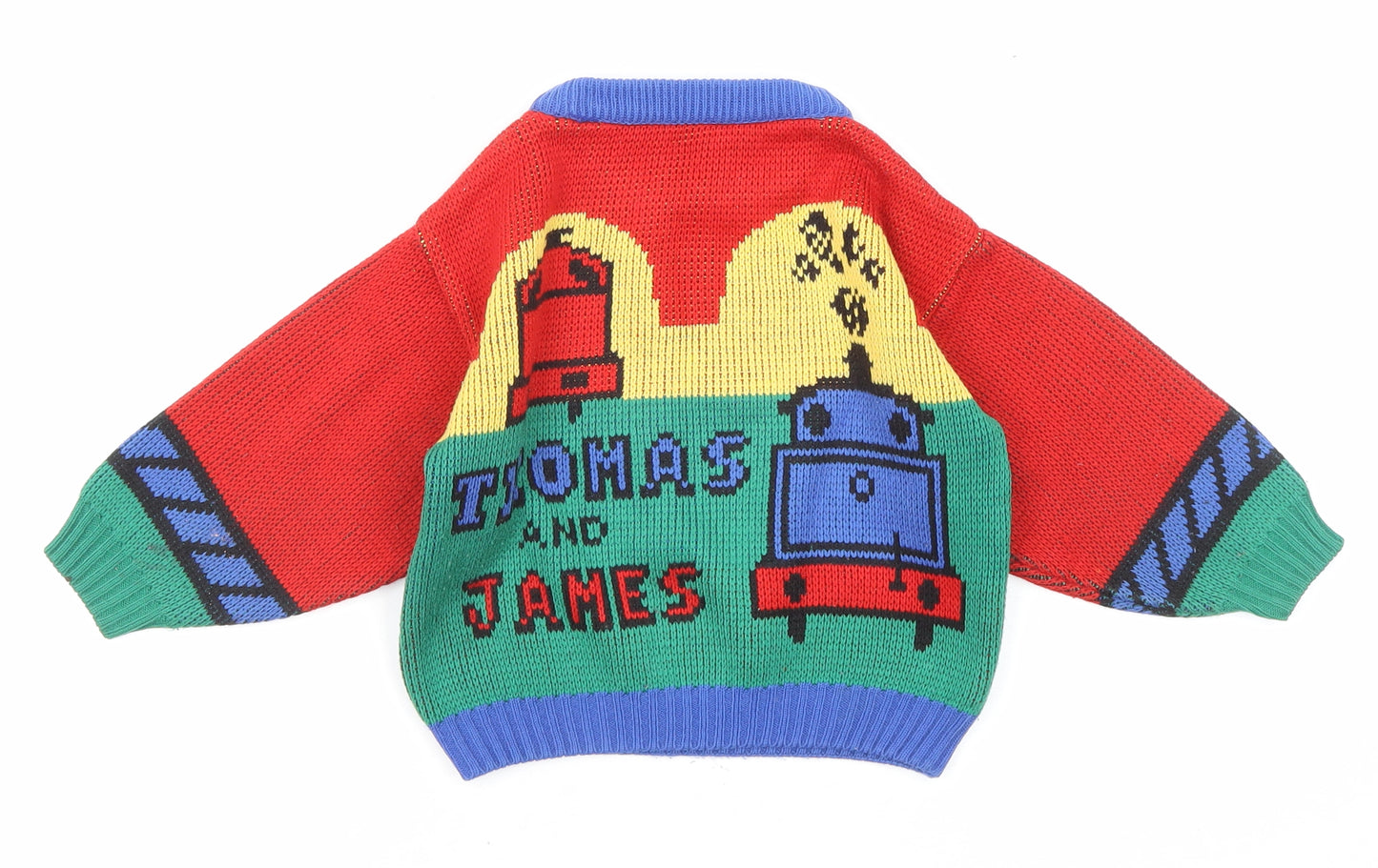 St Michael Boys Multicoloured Round Neck Geometric Acrylic Pullover Jumper Size 3 Years Pullover