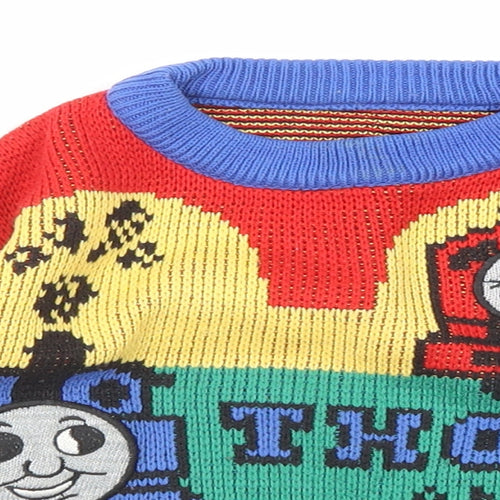 St Michael Boys Multicoloured Round Neck Geometric Acrylic Pullover Jumper Size 3 Years Pullover