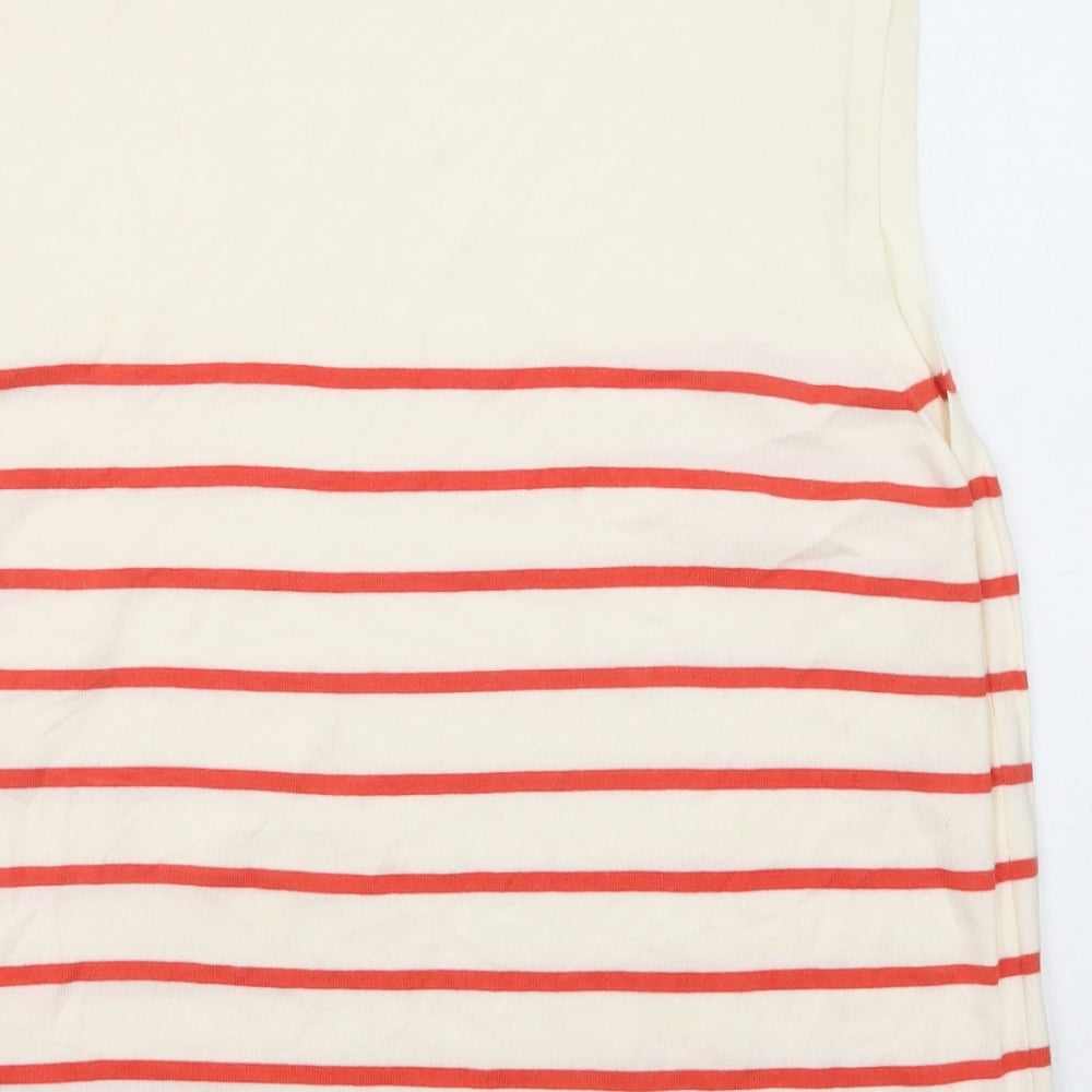 Marks and Spencer Womens Ivory Mock Neck Striped Viscose Vest Jumper Size 18