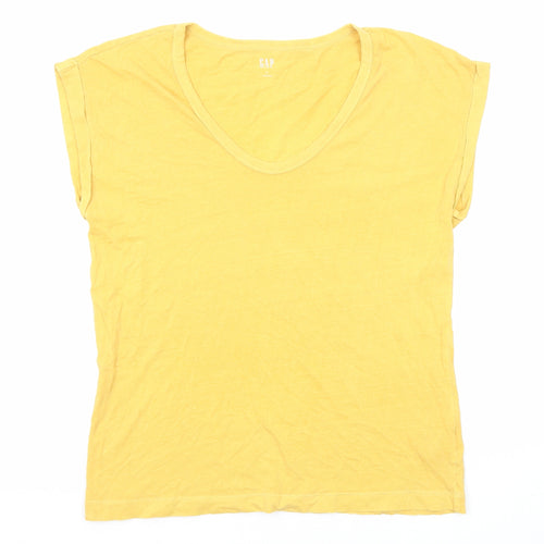 Gap Womens Yellow Cotton Basic Tank Size S Scoop Neck