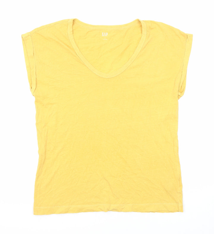 Gap Womens Yellow Cotton Basic Tank Size S Scoop Neck