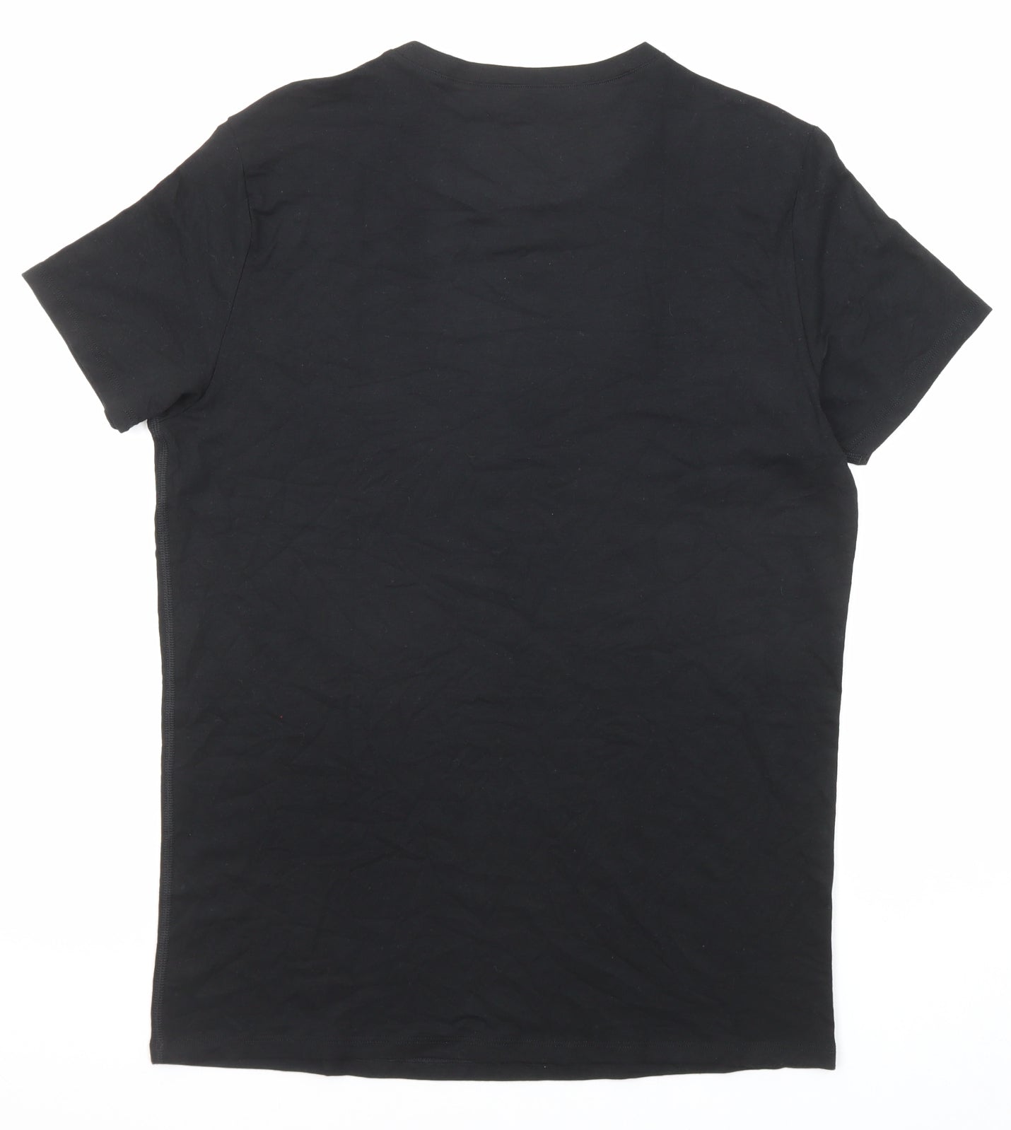 Marks and Spencer Mens Black Polyester T-Shirt Size M Round Neck - Thermal