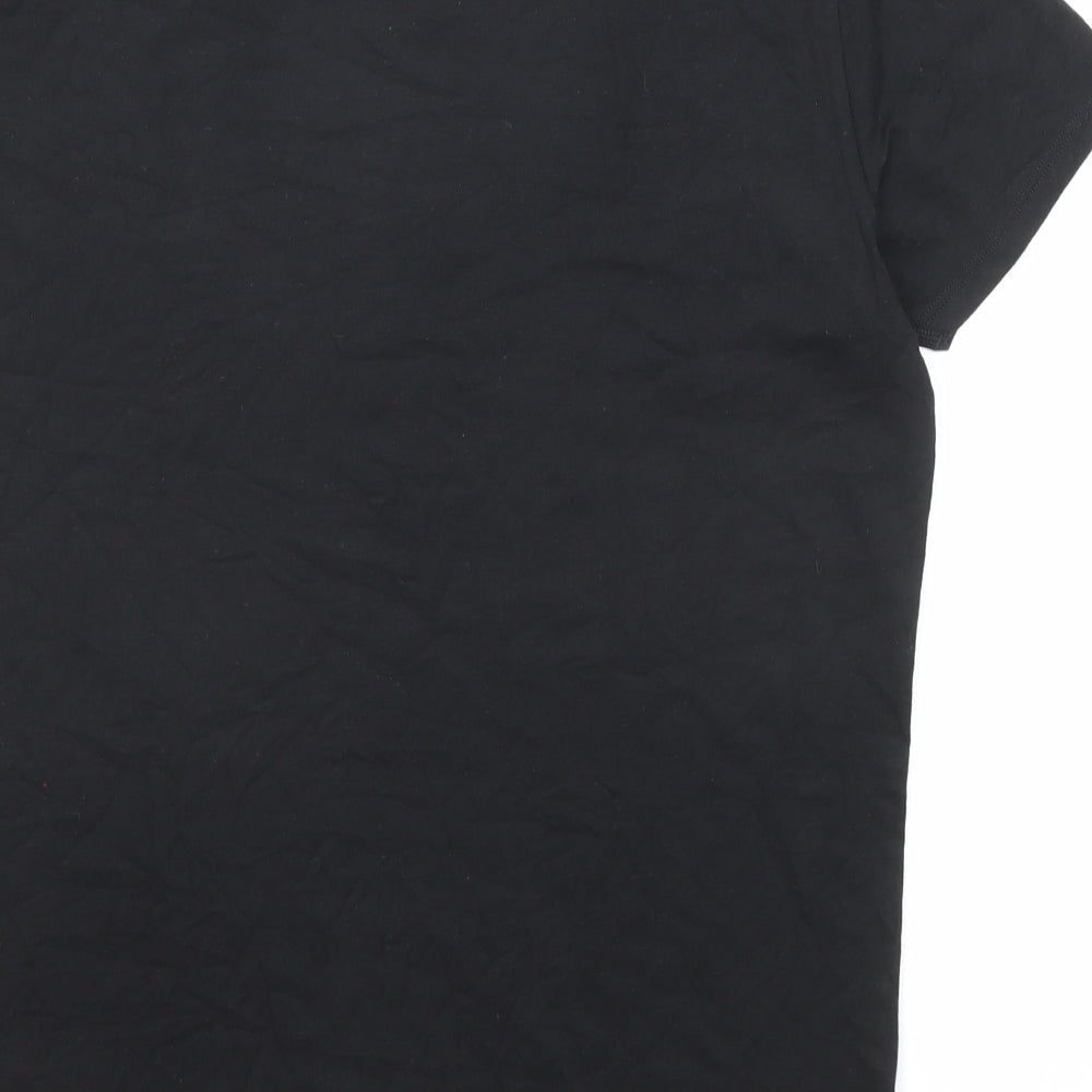 Marks and Spencer Mens Black Polyester T-Shirt Size M Round Neck - Thermal