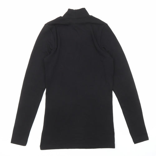Heatgen Womens Black Acrylic Basic Blouse Size 8 High Neck