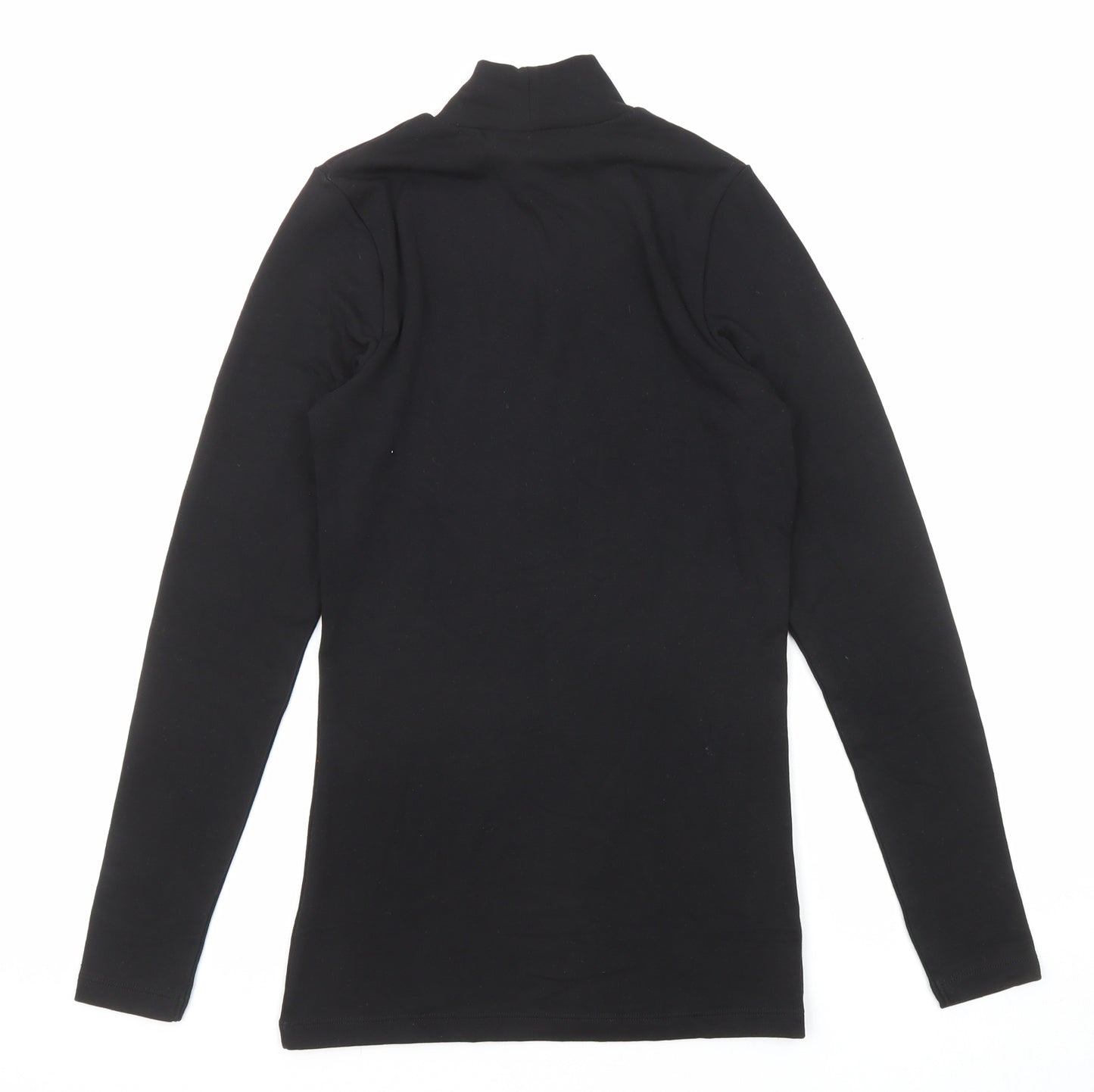 Heatgen Womens Black Acrylic Basic Blouse Size 8 High Neck